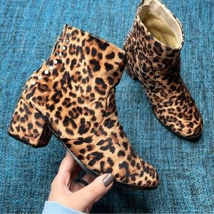 Dolce Vita Leopard Print Ankle Booties in Brown Black Girl's 5 Fits Women's 6.5